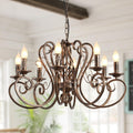 Eight-Light French Country Pendant Chandelier for Dining and Living Rooms