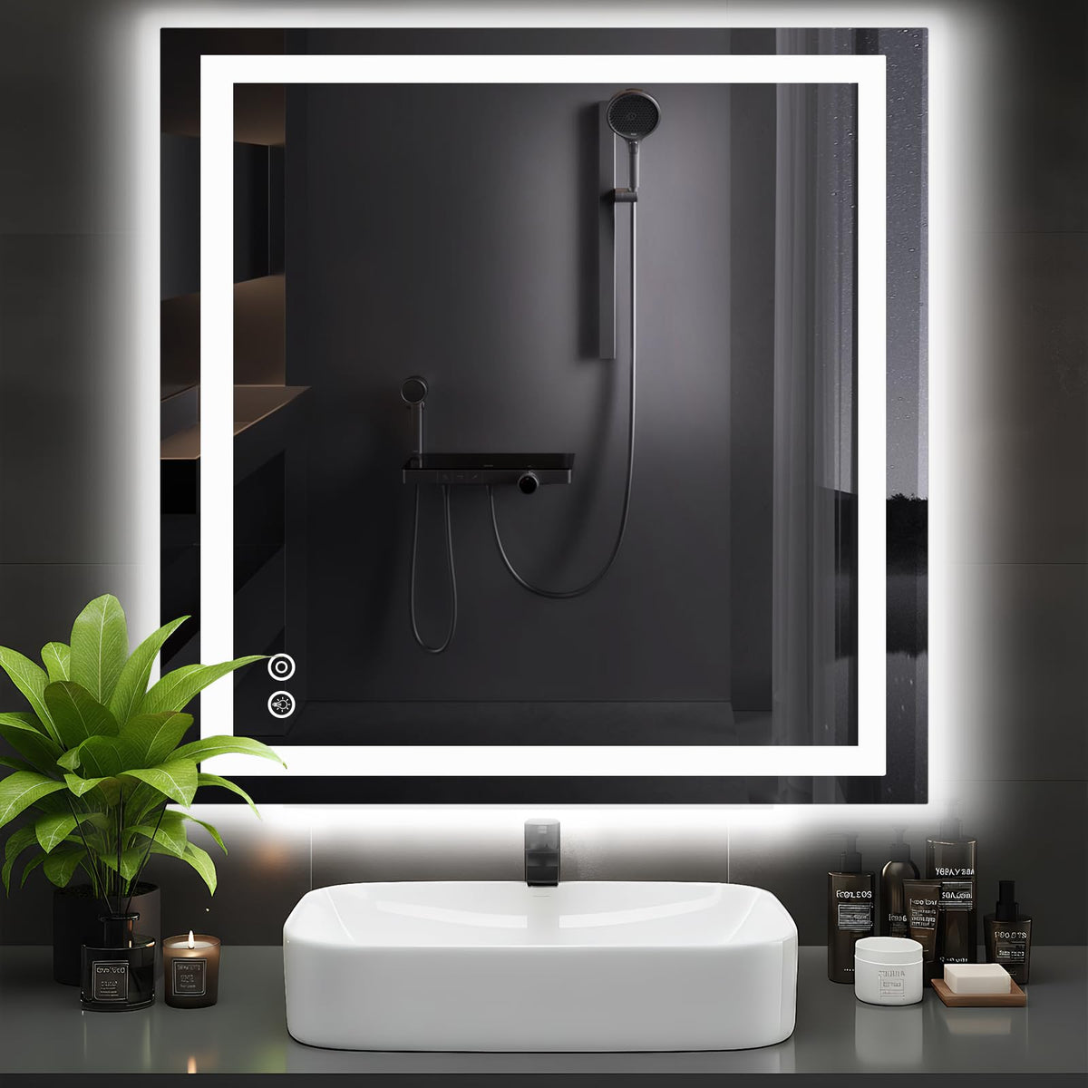 36.1"x36.1" LED Bathroom Mirror, Bathroom Vanity Mirror