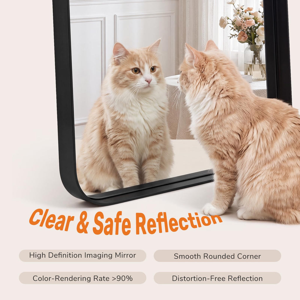 Bathroom Wall Mirror, 40x30 Inch Mirror for Over Sink, Black