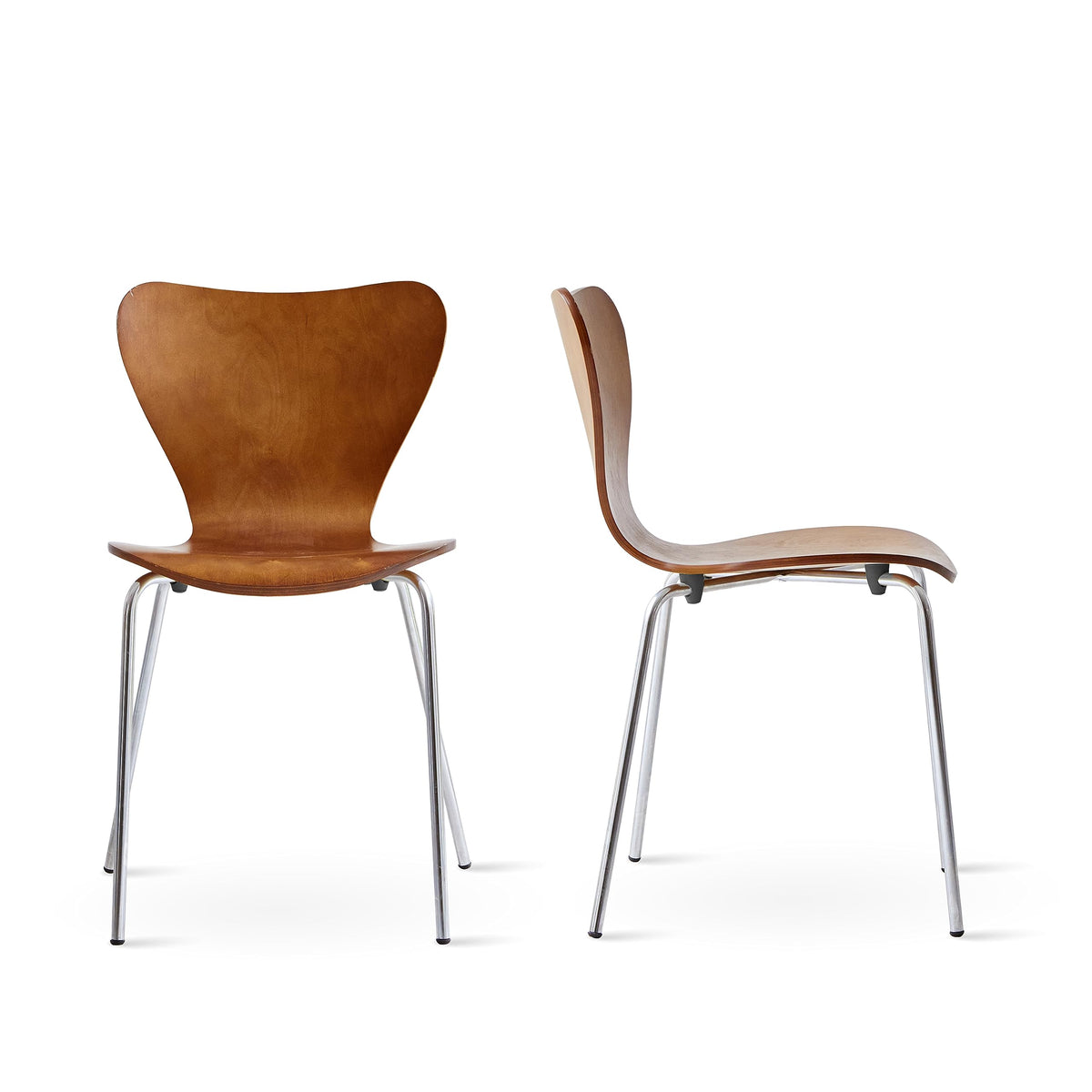 No.7 Mid-Century Modern Wooden Dining Chairs Set of 2, Contemporary Stackable Bentwood Kitchen Interior Armless