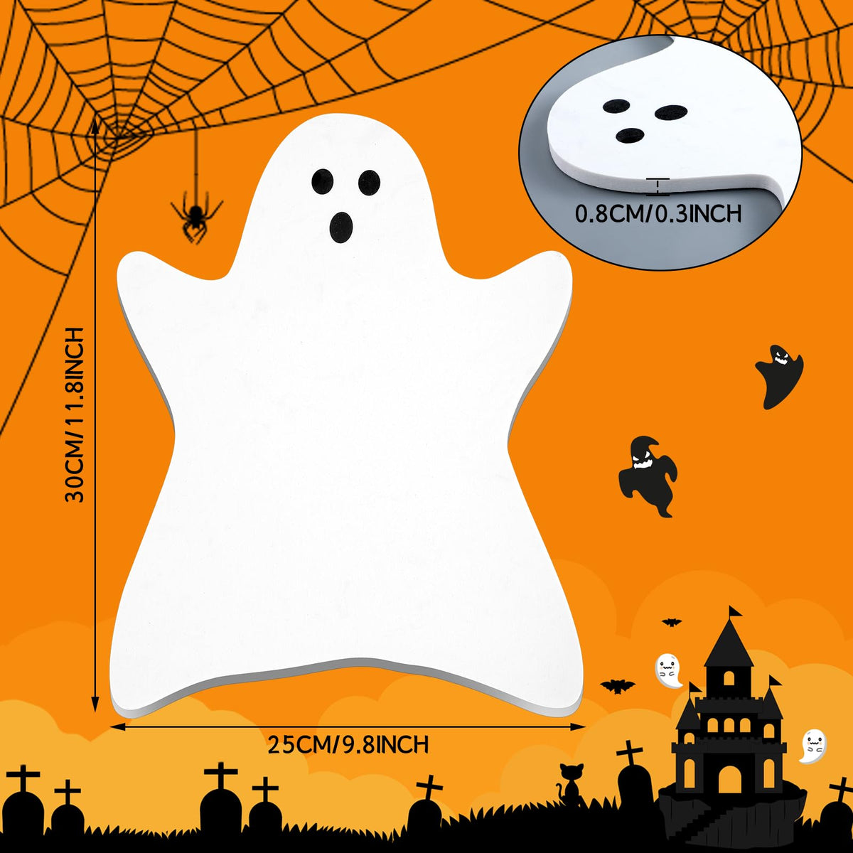 Halloween Ghost Marble Cheese Board, 11.8 x 9.8 Inch White Marble Charcuterie Board Decorative Serving Tray