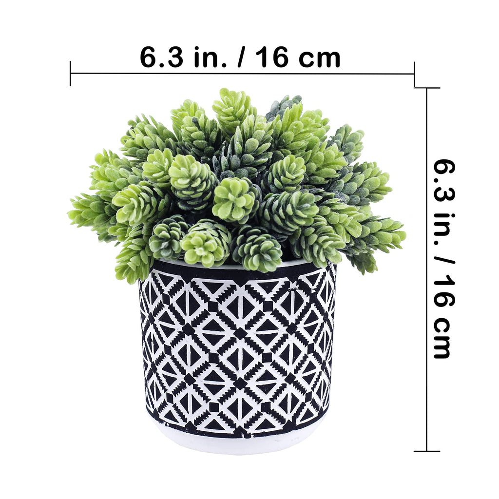 3 Pcs Small Potted Succulents Plants Artificial String of Pearls Aloe Hops Succulents in Black Geometric Concrete
