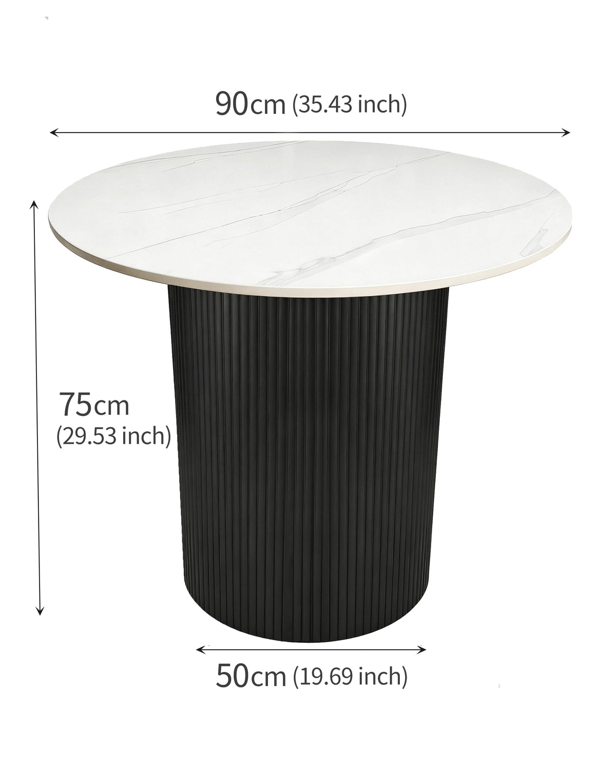 Inspired Saarinen Style 35.4" Round Dining Table with Marble Top and Metal Base | White Circle Modern Pedestal Tables Dining Set, or