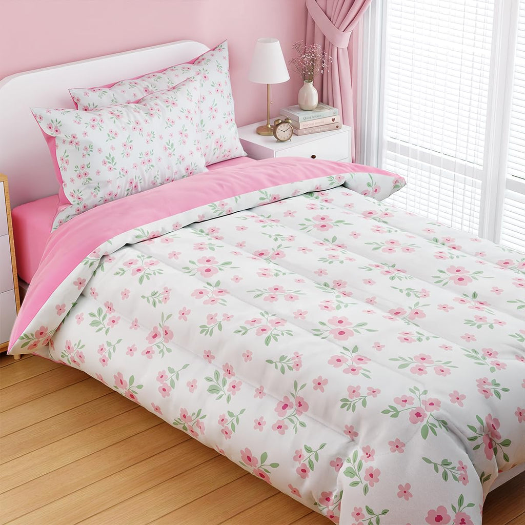 Floral Bedding Sets with 3-Pieces (Includes 1 Comforter, 1 Fitted Sheet, 1 Pillowcases), Comforters Bed Set