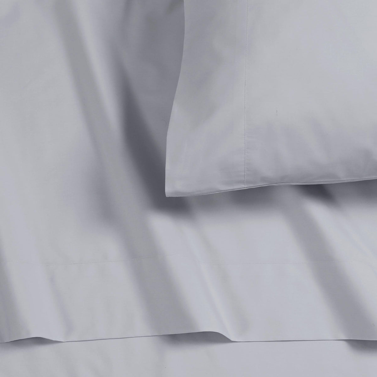 Cotton Percale Twin Size Bed Sheet Set, Soft Grey