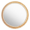 21 Inch Boho Round Hanging Wall Mirror Decorative Rattan Circle Wall Mounted Mirror for Farmhouse, Living Room