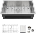 32 Inch Undermount Kitchen Sink | Stainless Steel 16 Gauge Single Bowl Under Counter Handmade Brushed Basin, 32x18x9