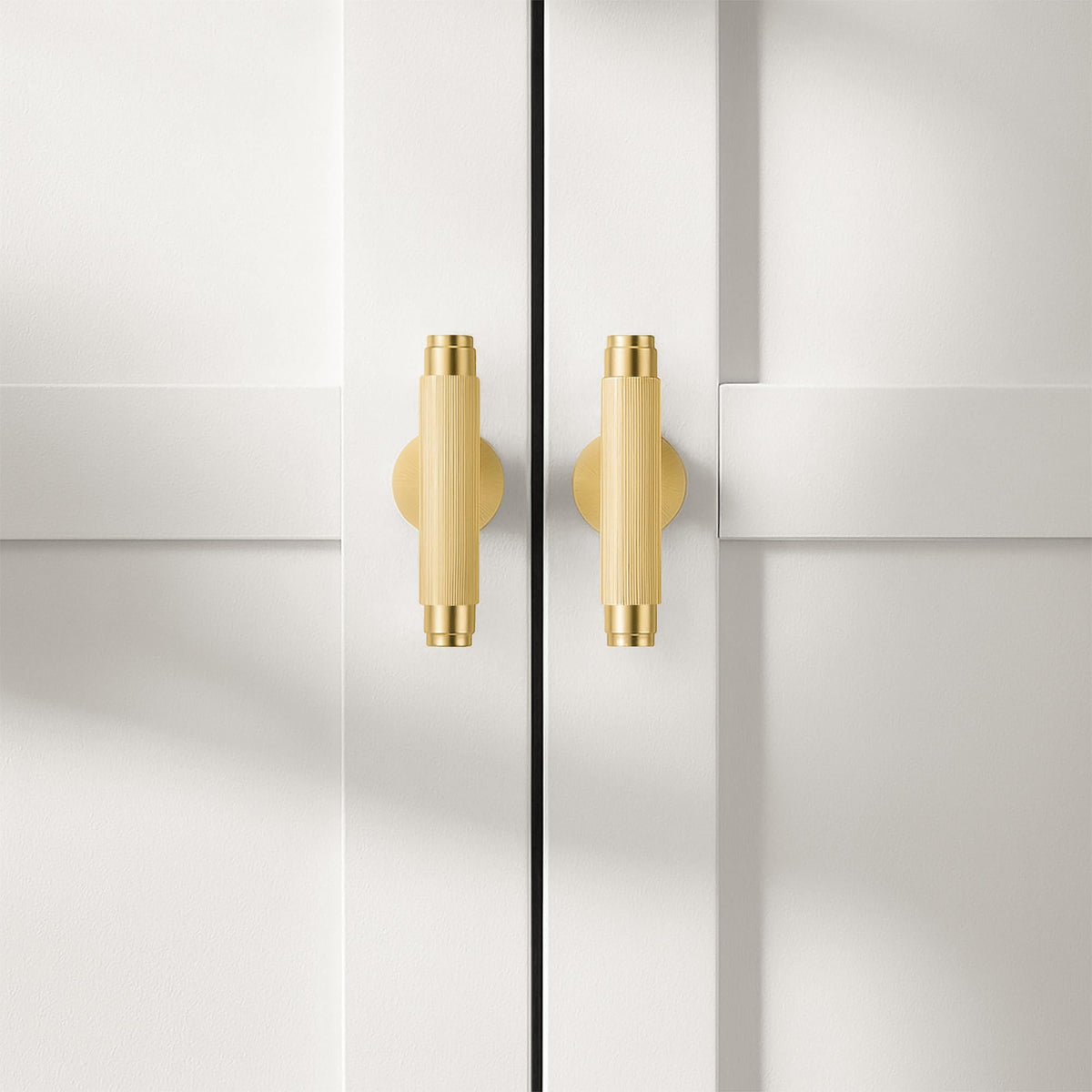 Solid Brass Cabinet Knobs, Single Hole T Bar Handles