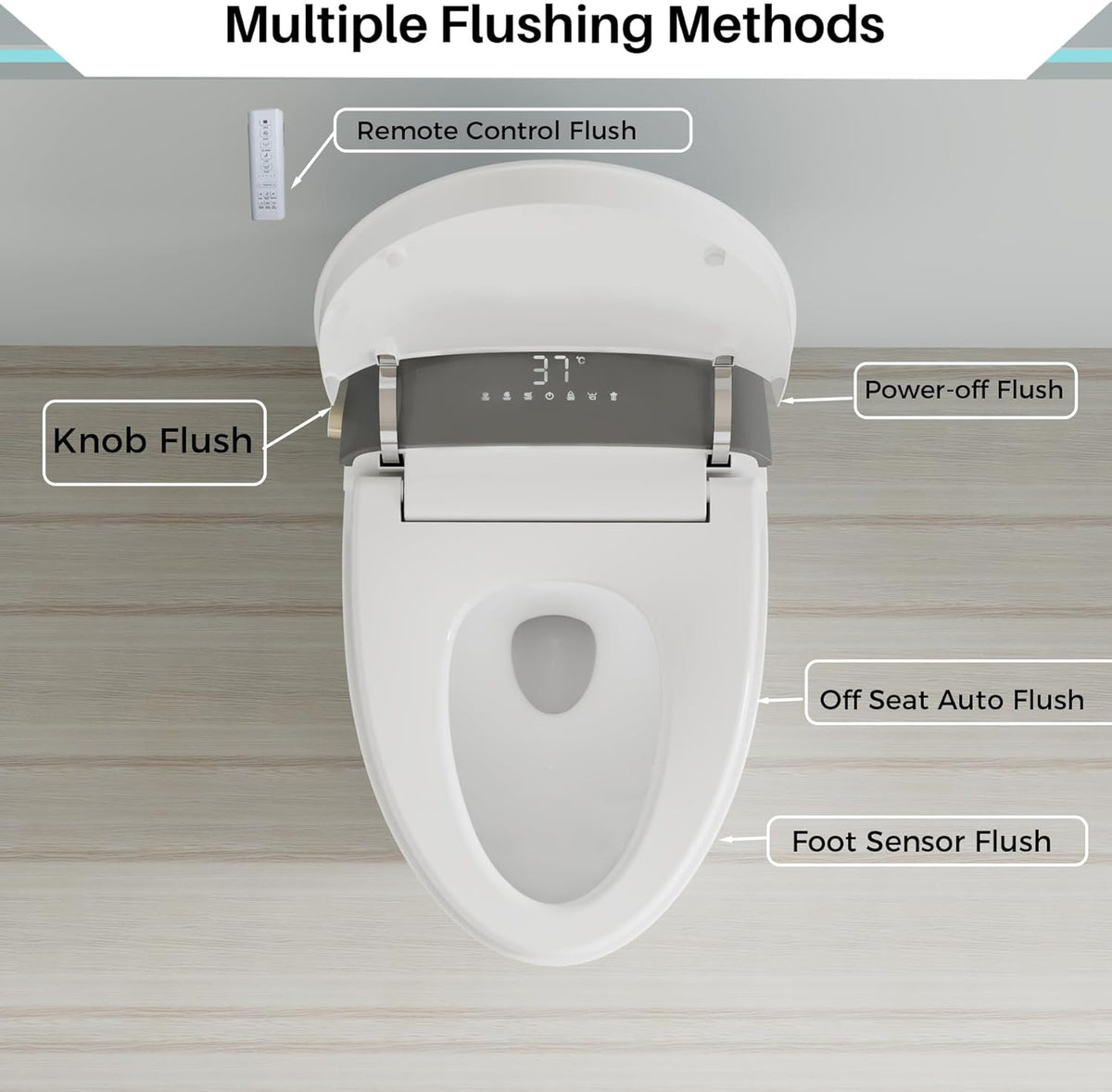 Smart Toilet With Bidet, One-Piece Elongated, Auto Open/Close & Flush, Heated Seat, Front & Rear Wash