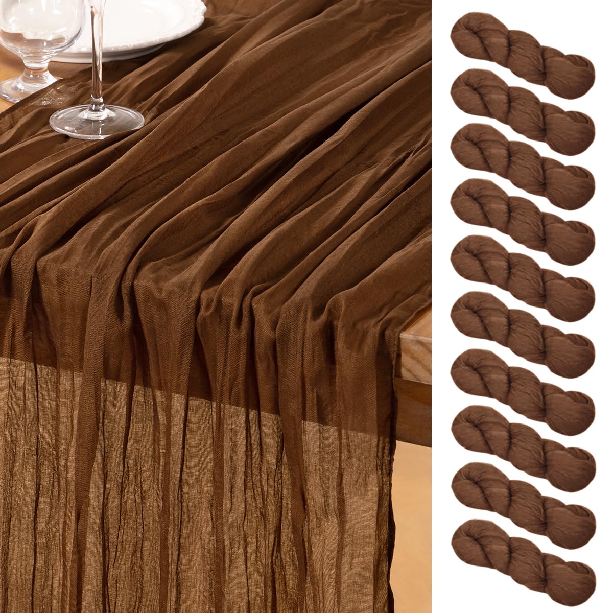Brown Cheesecloth Table Runners 10 Pack Fall Runners