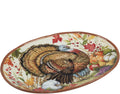 Harvest Blessings Ceramic Oval Turkey Platter - The perfect showpiece for Thanksgiving, this festive platter