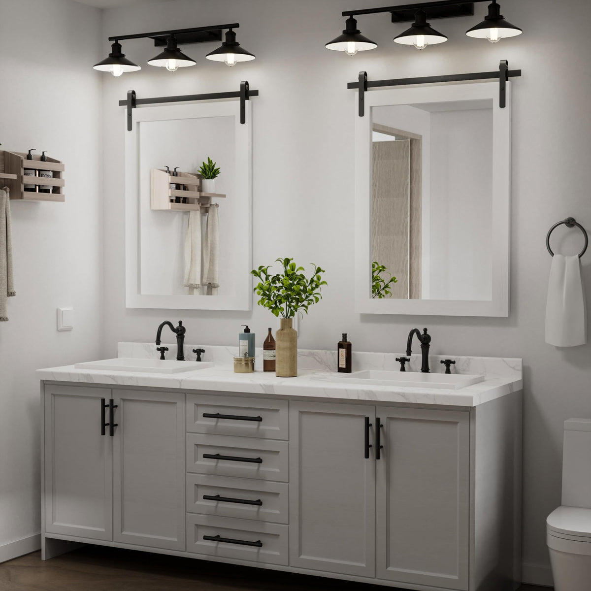 Farmhouse Bathroom Vanity Mirror for Over Sink, 22" x 30" White