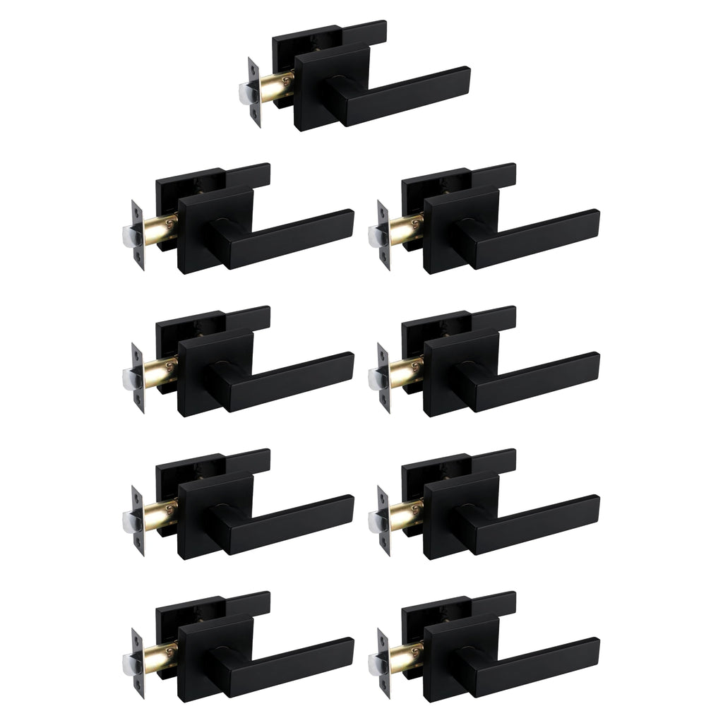 Non-Locking Solid Passage Door Lever Handle in Matte Black Finish