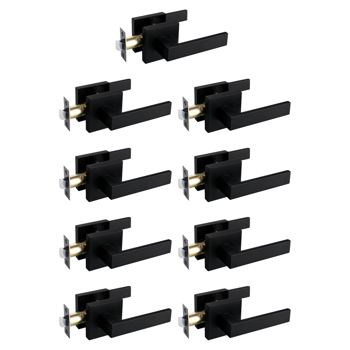 Non-Locking Solid Passage Door Lever Handle in Matte Black Finish