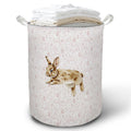 Pink Floral Bunny Laundry Basket Hamper, Bunny Nursery Decor, Pastel Wildflower Rabbit Foldable Clothes Toys Books