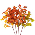 4Pcs Artificial Maple Leaves Branches 21.6in Fake Fall Leaves Stems Plants Outdoor Greenery Kitchen Farmhouse