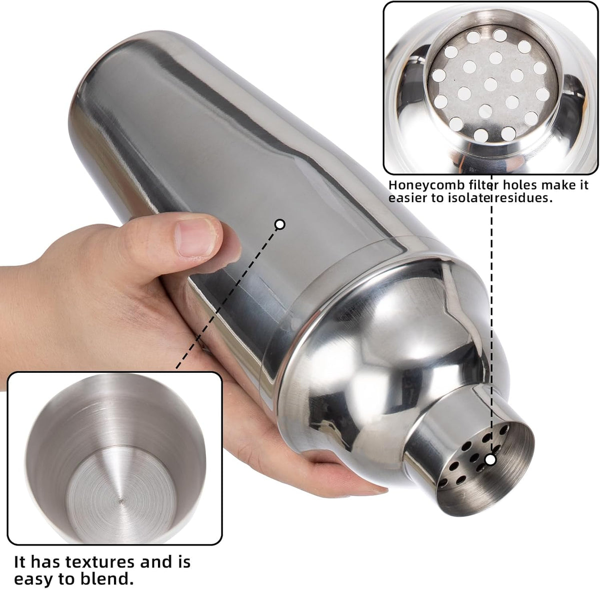 26oz Professional Cocktail Shaker Set with Built-in Strainer,Martini and Margarita Shaker Bar, Boston - Set of 6