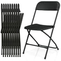 10 Pack Black Plastic Folding Chairs, Heavy-Duty Steel Frame, Portable Stackable Foldable Chairs with Non-Slip Feet