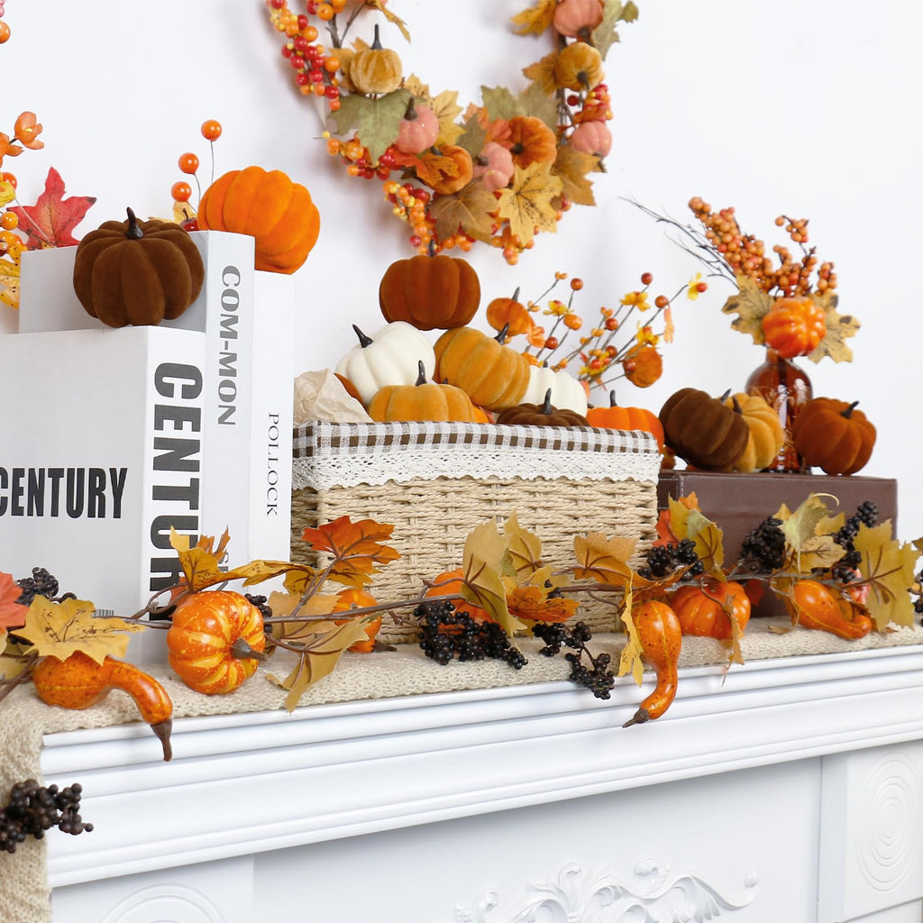 15PCS Fall Pumpkins for Indoor Autume Thanksgiving Home Decor