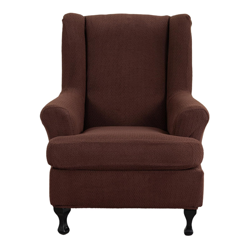Stretch Wingback Chair Slipcover 2-Piece Wing Chair Slipcovers Sofa Cover Furniture Protector Soft with Elastic