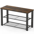 Wooden Top Shoe Rack Bench, Rustic Brown