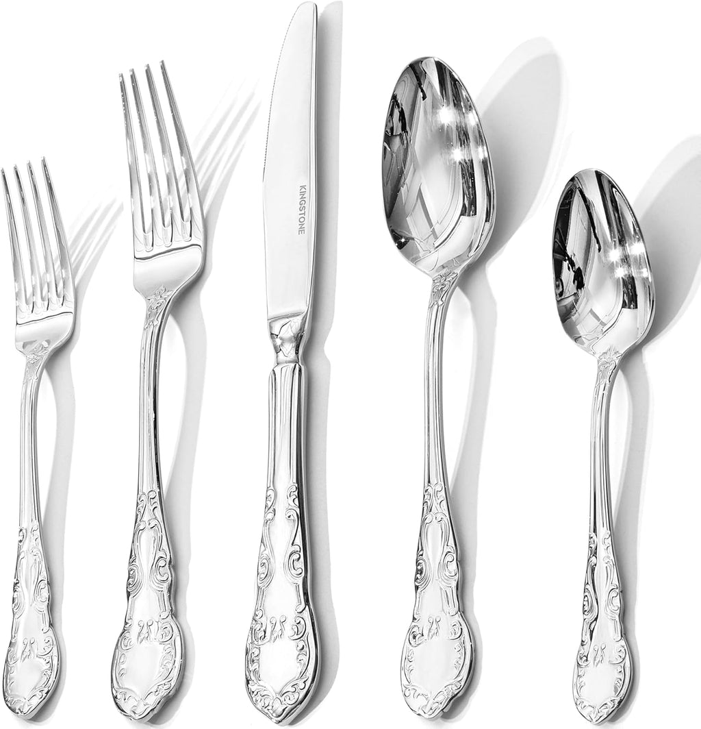 30-Piece Vintage Silverware Set, 18/10 Stainless Steel Flatware