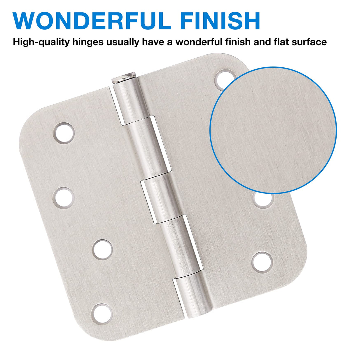18 Pack Door Hinges 4 Inch Brushed Nickel 5/8" Radius Interior