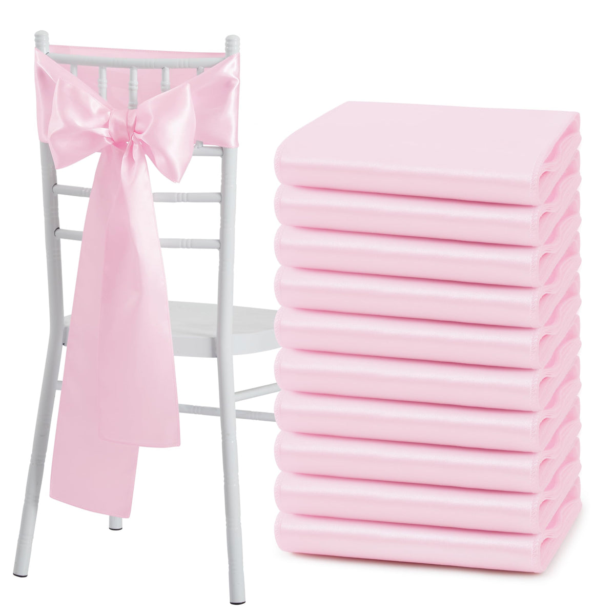 Pink Satin Chair Sashes, 6 x 108 inch, 50 Pcs
