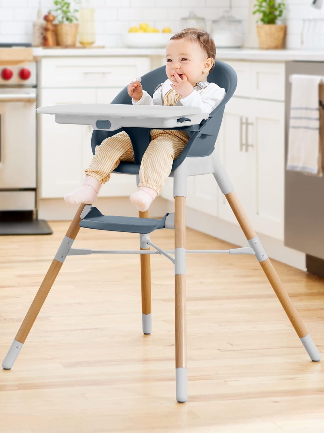 Baby High Chair 4 in 1 Convertible High Chair, EON, Slate Blue