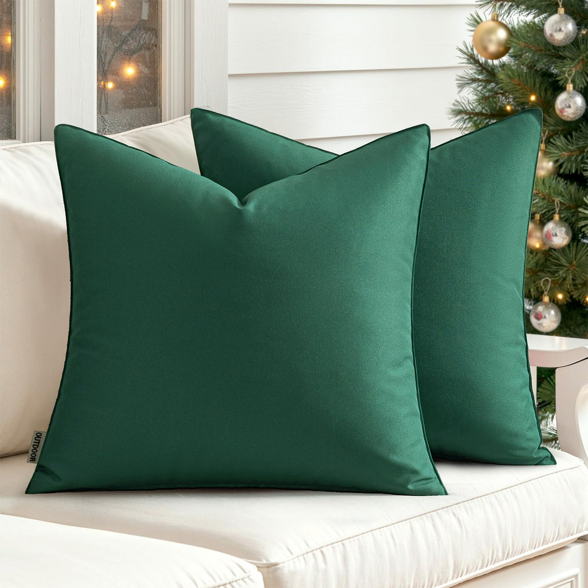 Decorative Outdoor Christmas Pillow Covers 18x18 Army Green