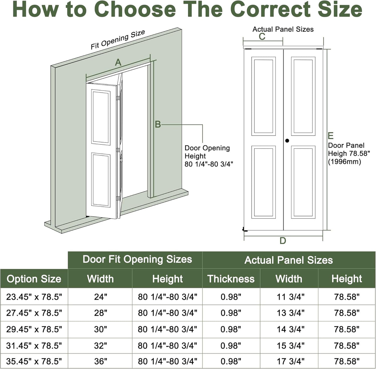 Bifold Doors for 36"x80" Opening, 4-Panel Bifold Closet Door with Hardware Kit, Interior Doors Folding Barn Panels for