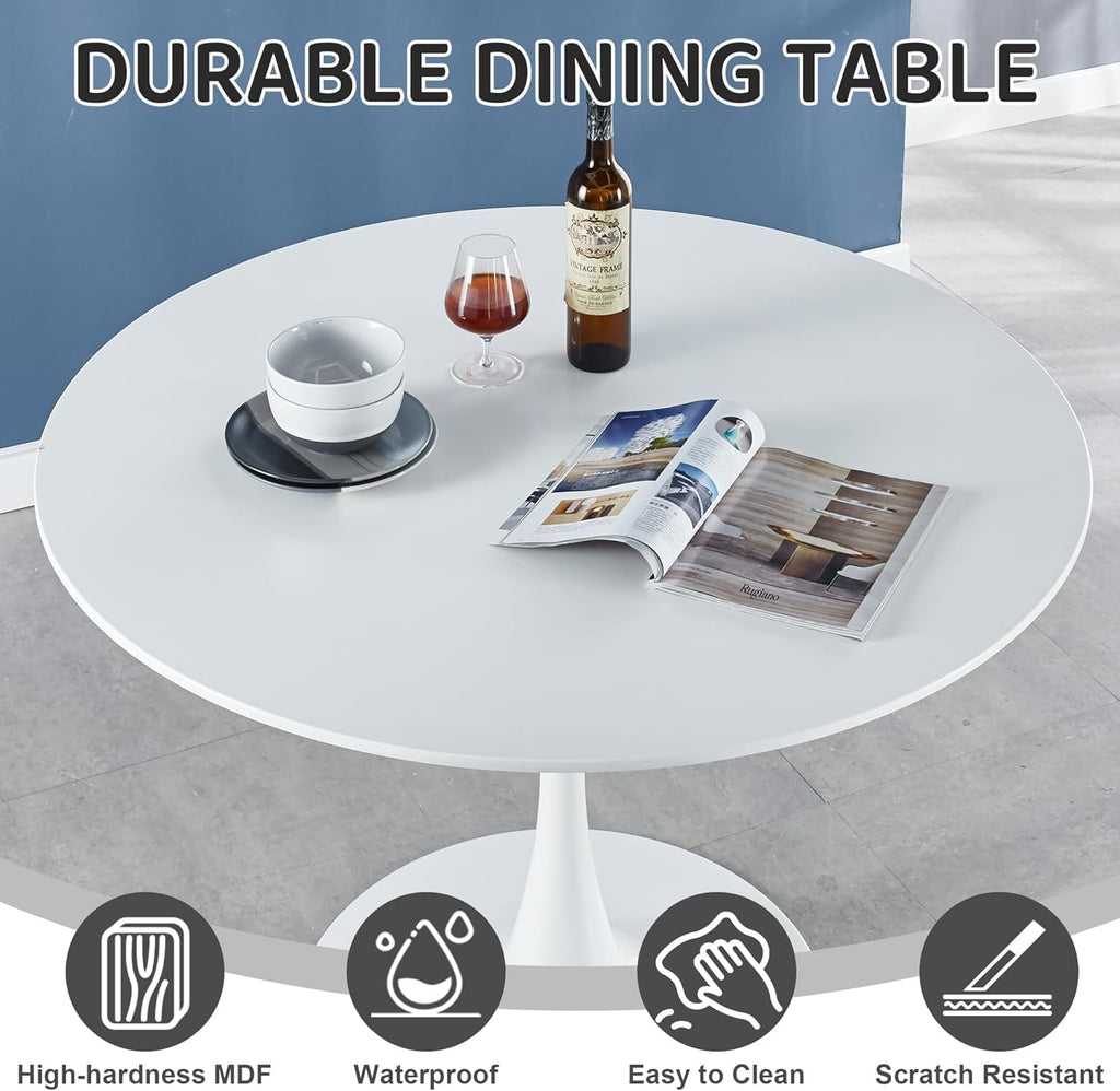 Tulip Round Pedestal Dining Table — White