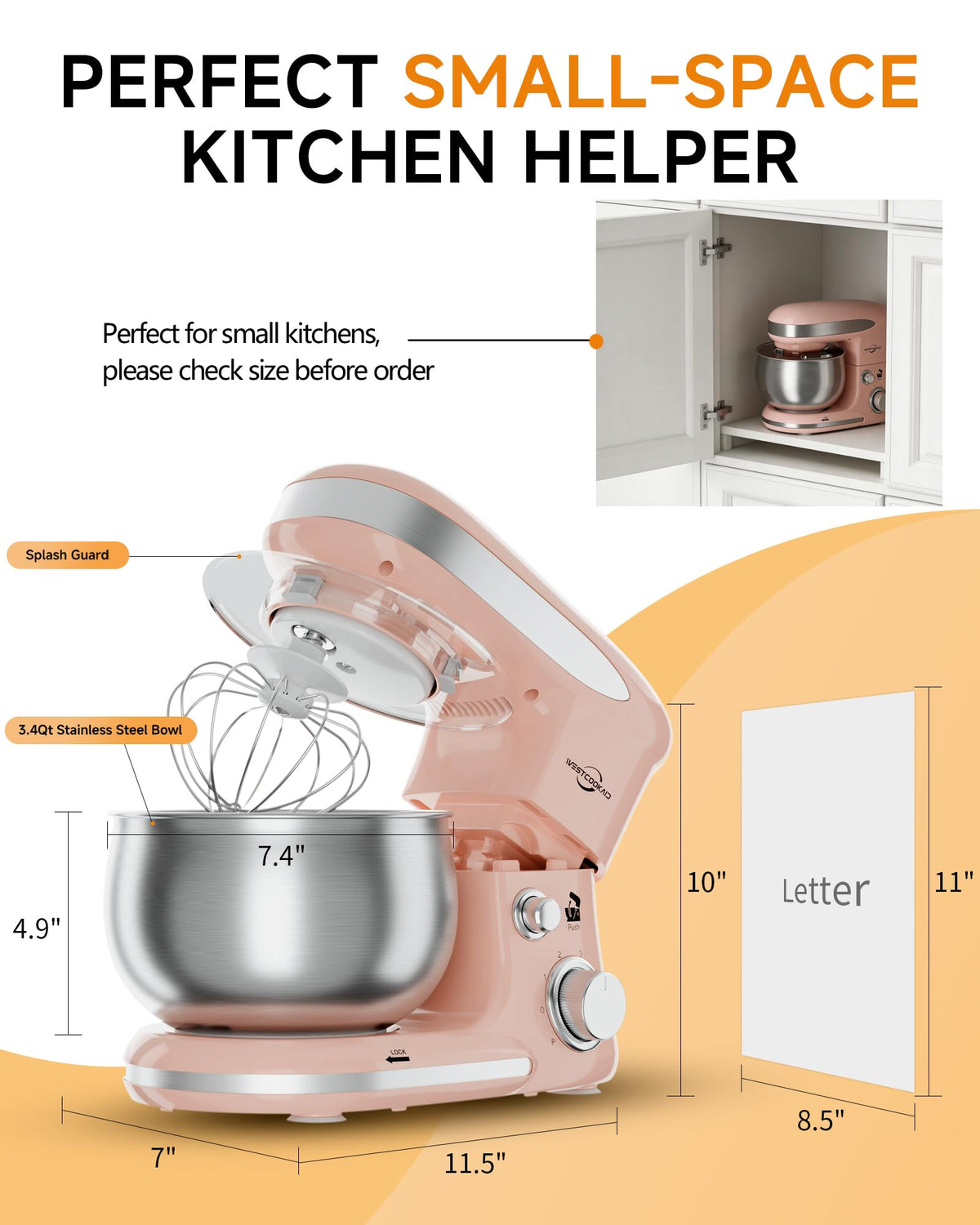 Stand Mixer 3.4QT Tilt-Head Pink Mixers 6+P Tilt-Head Speed