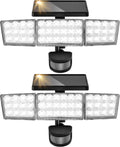 Solar Lights Outdoor, 3500LM 168 LED Motion Sensor Solar Flood Lights, 3 Heads 300° Wide Angle, 3 Modes IP65