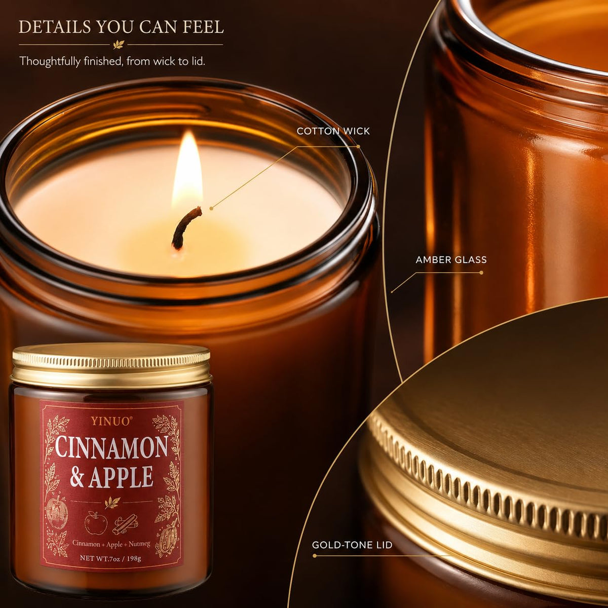 Fall Scented Candles Gift Set, 6 x 7 oz Cozy Autumn Collection Candles