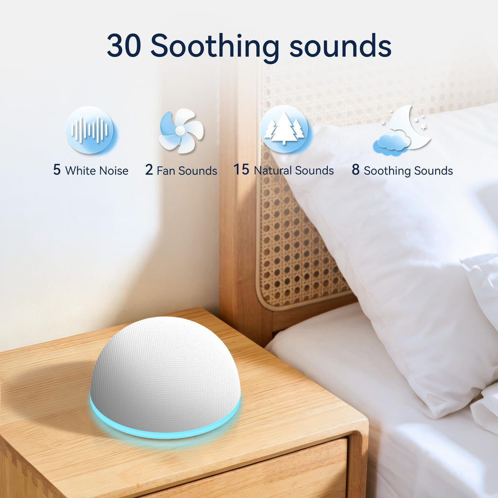 Portable Sound Machine Night Light White Noise Machine Mini Baby Shushing Sleep Machine 12 Night Lights 30 Sleeping