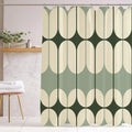 Boho Sage Green Shower Curtain Sets, Abstract Retro Geometric Shower Curtain, Morden Boho Bathroom Decor Bath