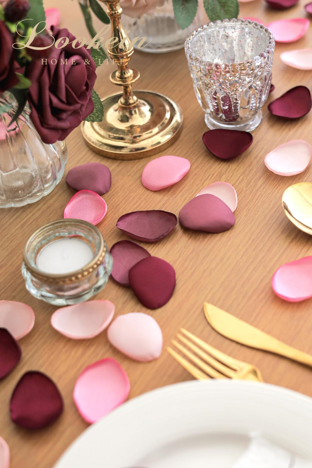 300pcs Rose Petals Burgundy Pink Silk Flower Petals