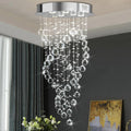 6-Light Modern Spiral Raindrop Crystal Chandelier for Dining Rooms and Foyers