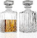 Glass Whiskey Decanter, 40oz Liquor Decanter with Airtight Stopper for Scotch, Liquor, Bourbon, Wine - Set of 2
