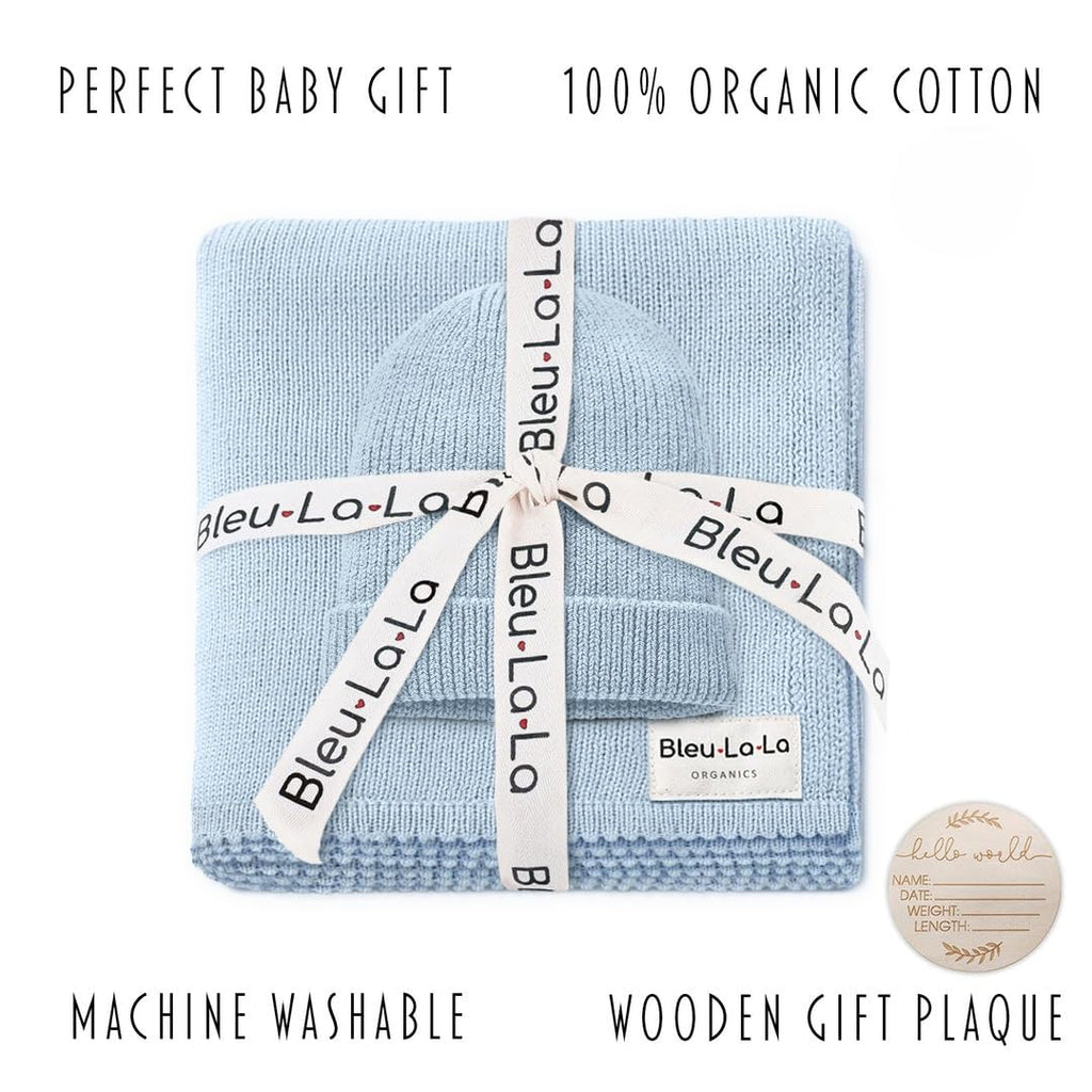 Gift Set - Organic Cotton Newborn Blanket Essentials, Thoughtful Baby Shower & New Baby Gift for Boys & Girls (Luxe