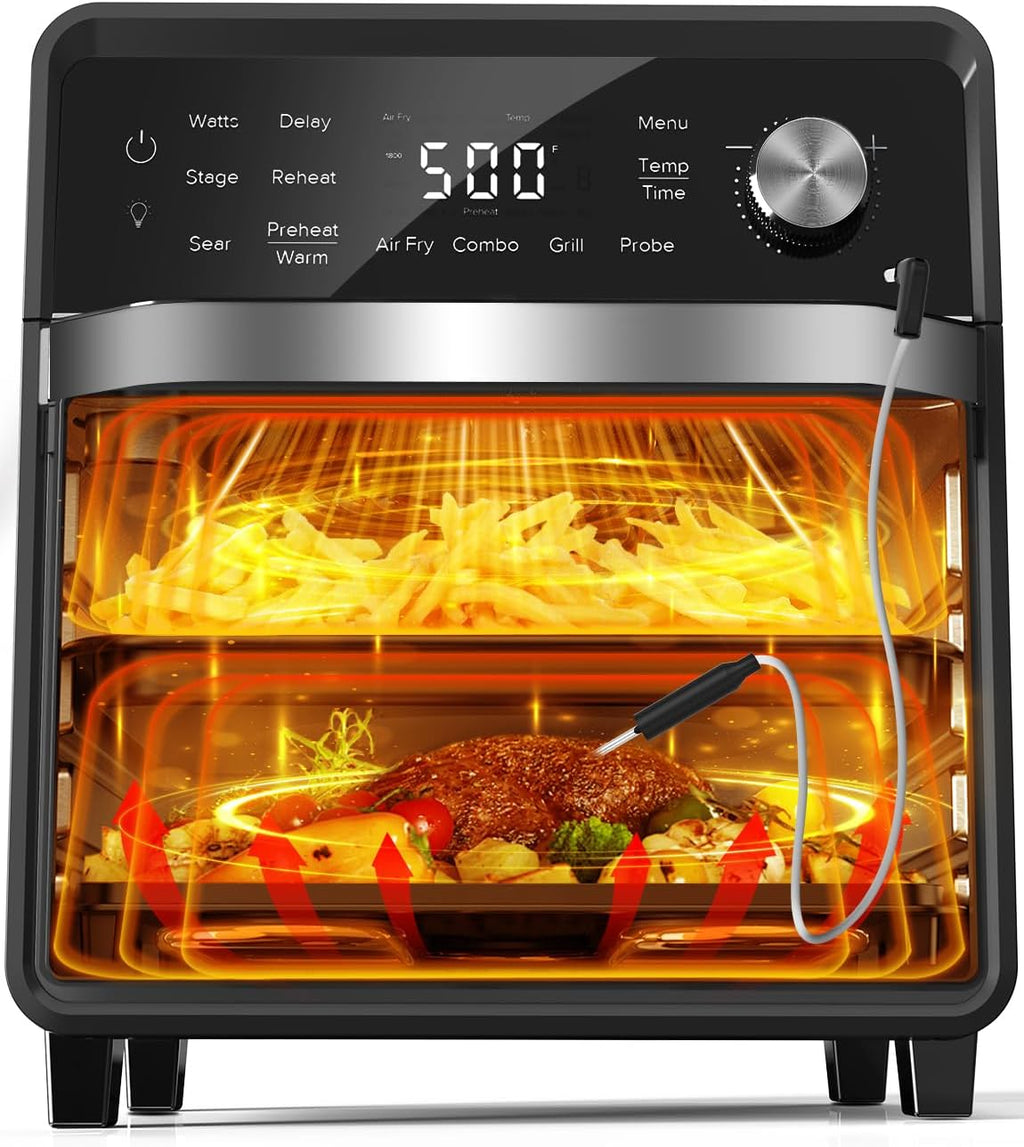 Plug-In Grill Air Fryer Oven Combo w/Sheath Heaters, Authentic Char Flavor, 2026 New Convection System, 2X More Even