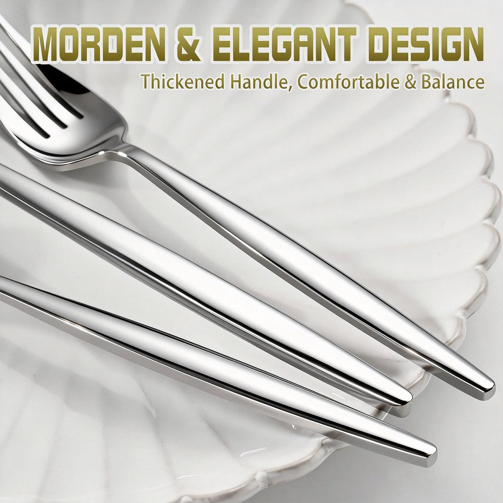 60-Piece Silverware Set for 20, Food Grade Stainless Steel Flatware Set with Thickened Forks Spoons Knives, Mirror