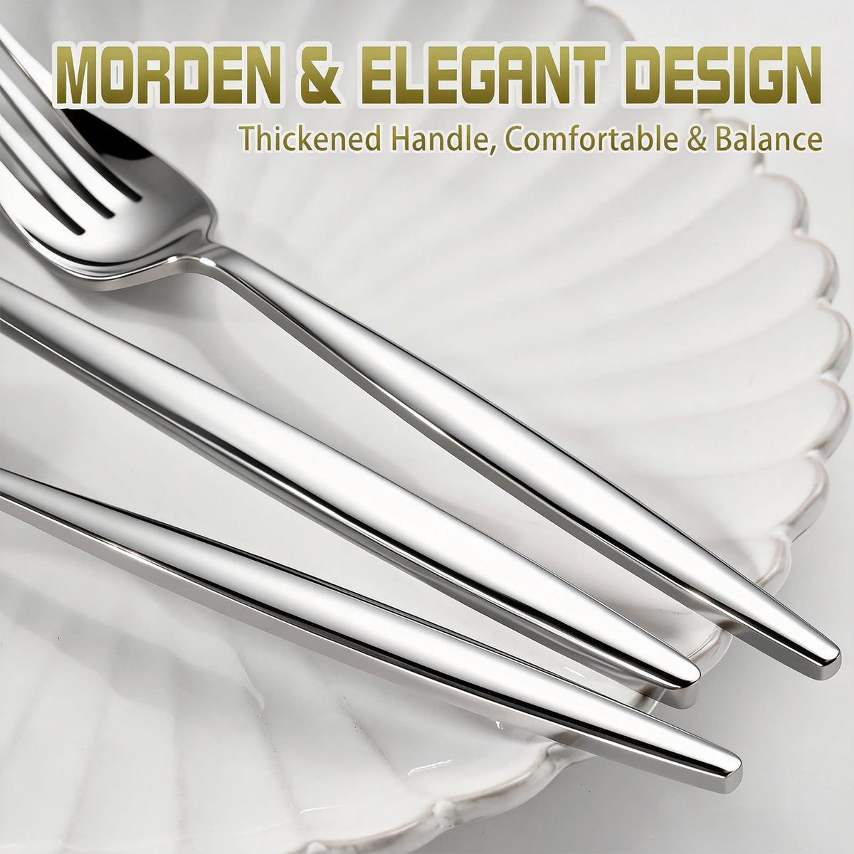 60-Piece Silverware Set for 20, Food Grade Stainless Steel Flatware Set with Thickened Forks Spoons Knives, Mirror