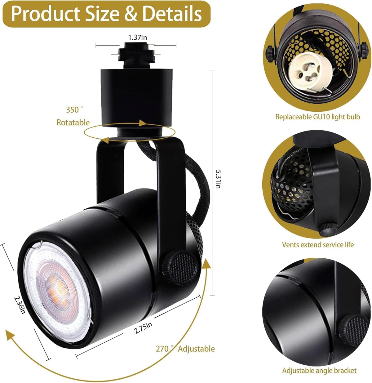 LED Track Lighting Complete Kit GU10 3000K Warm White Black