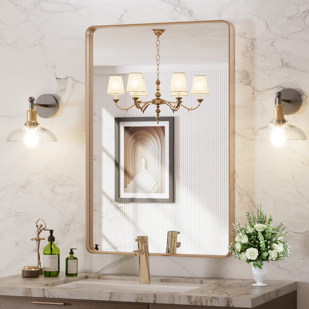 24"X36" Gold Bathroom Mirror