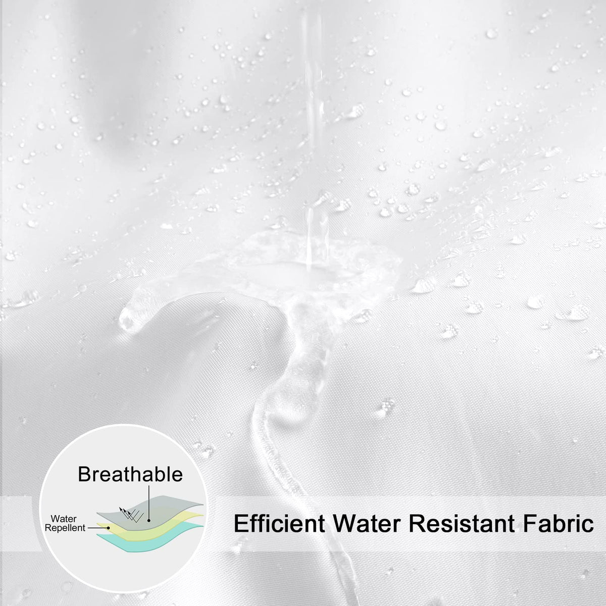 Shower Curtain Liner 72 x 80 inches Long, Water-Repellent Weighted Bottom Solid White Fabric Shower Curtain