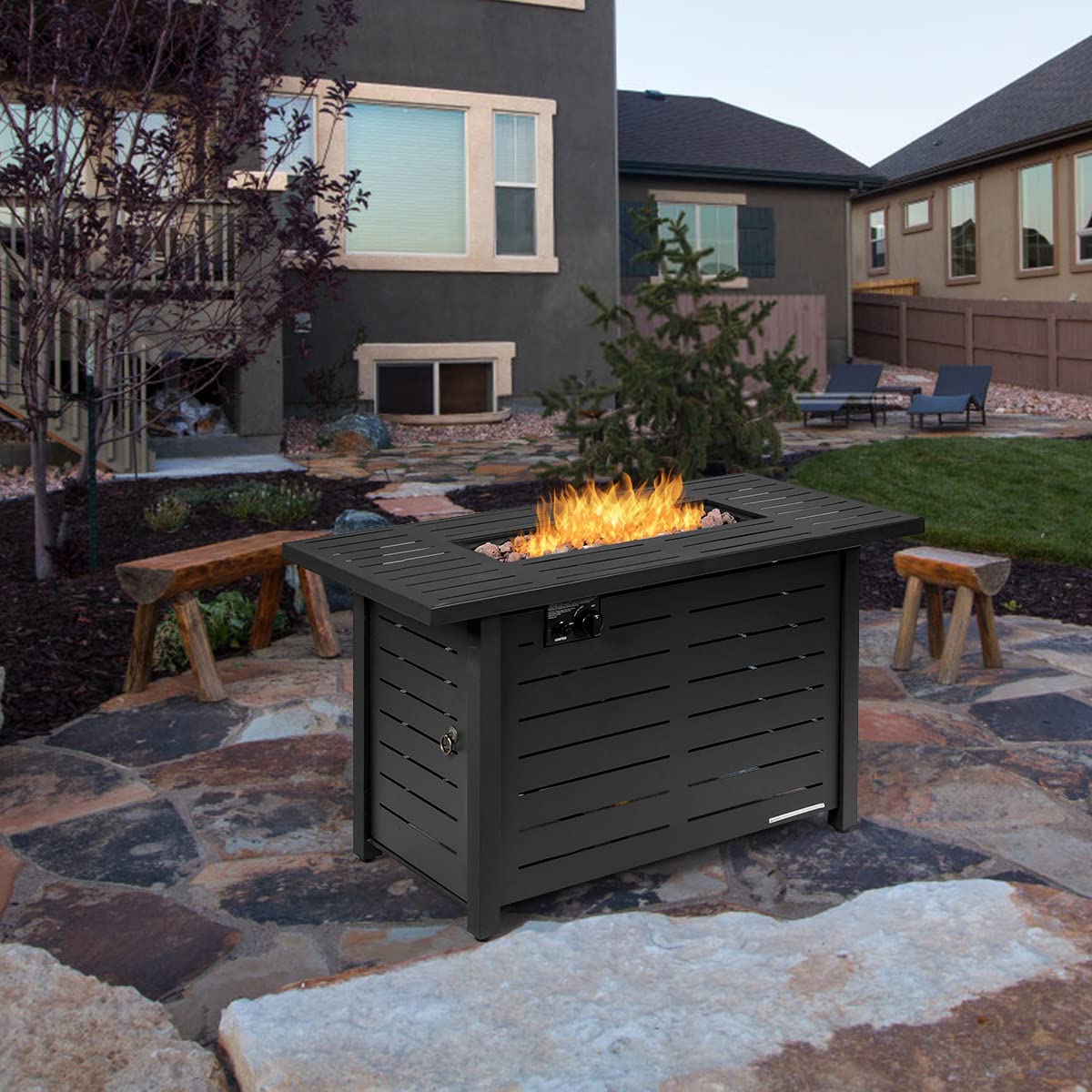 60, 000 BTU Rectangular Propane Fire Pit Table