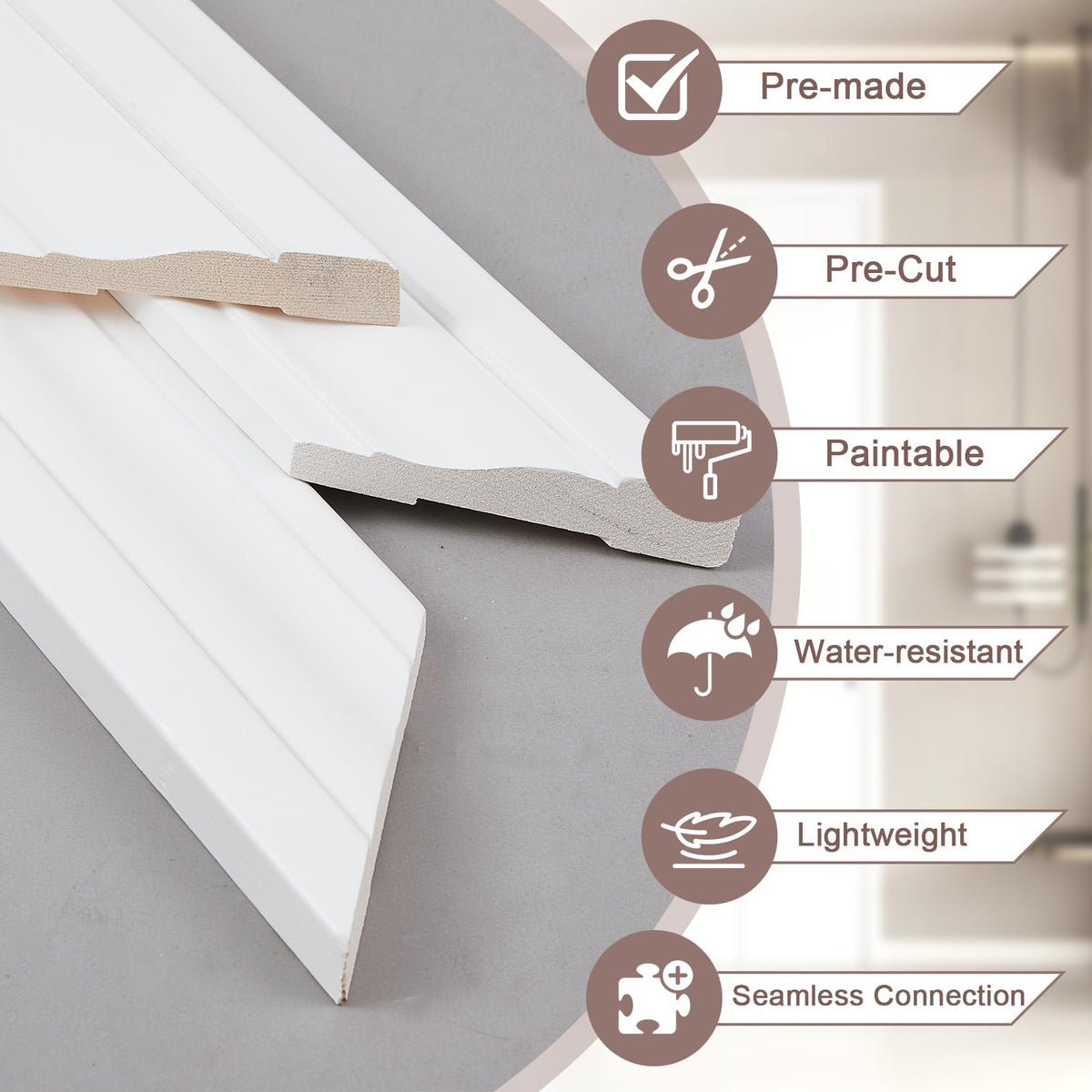 2 Sets Interior Door Frame Casing Trim Molding Kit, Decorative DIY Door Trim Kit, 80" x 30" x 2" White Prefinished