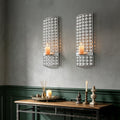 2 Set Glam Wall Candle Sconces Decor Living Room Bedroom Dining Room Metal Bling Crystal Candle Wall Sconce